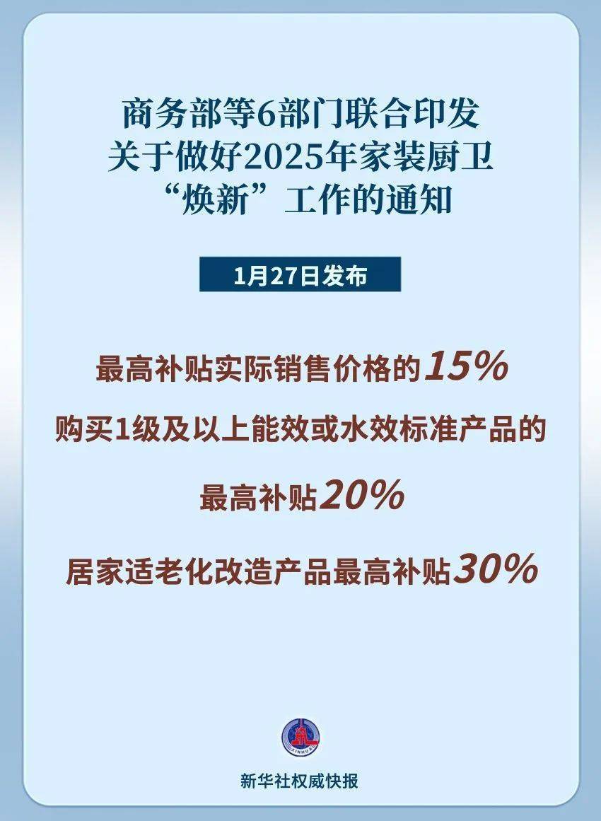 家装厨卫“焕新”补贴来啦绿色智能适老方向成重点
